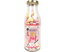 Bedankt Juf - Juf bedankje - cadeaufles vruchtenhartjes "Bedankt lieve juf" Juf cadeau - einde schooljaar