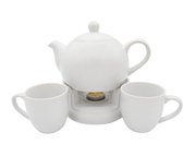 Chauffe-théière En Céramique Avec Bougeoir - Design Blanc à Motifs Ajourés - Diamètre 14,6 Cm - Pour Bougie Chauffe-plat - 8