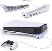 Support horizontal NAXSIR pour PS5 - Support de rangement compact et portable avec 4 ports USB, anti-poussière et ventilé (compatible avec PS5 Digital/Executable Edition, plastique ABS)