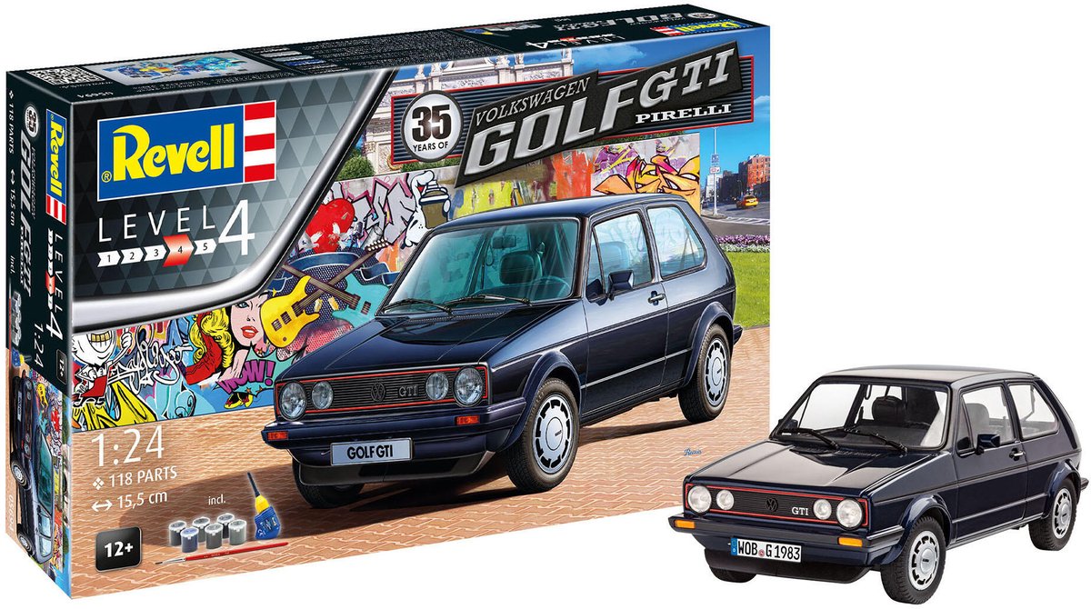 Revell Modelbouwpakket VW Golf 1 GTI Pirelli Auto - 05694 35 Years - Gift Set - 1:24 — afbeelding 9