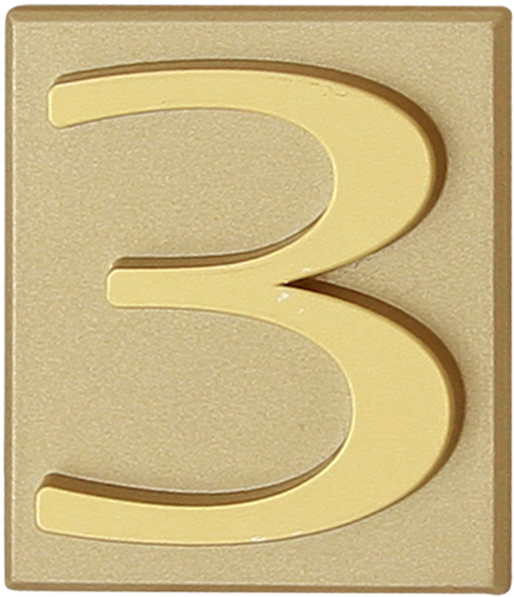 Domino® Deurnummer Zelfklevend INV - "3" - Goud - Woonhuisnummer Hotelkamernummer 40x47mm - Huisnummer Brievenbus Adresnummer Stickers - Huisnummerplaatje - Deur en Kamernummer - Lockernummer