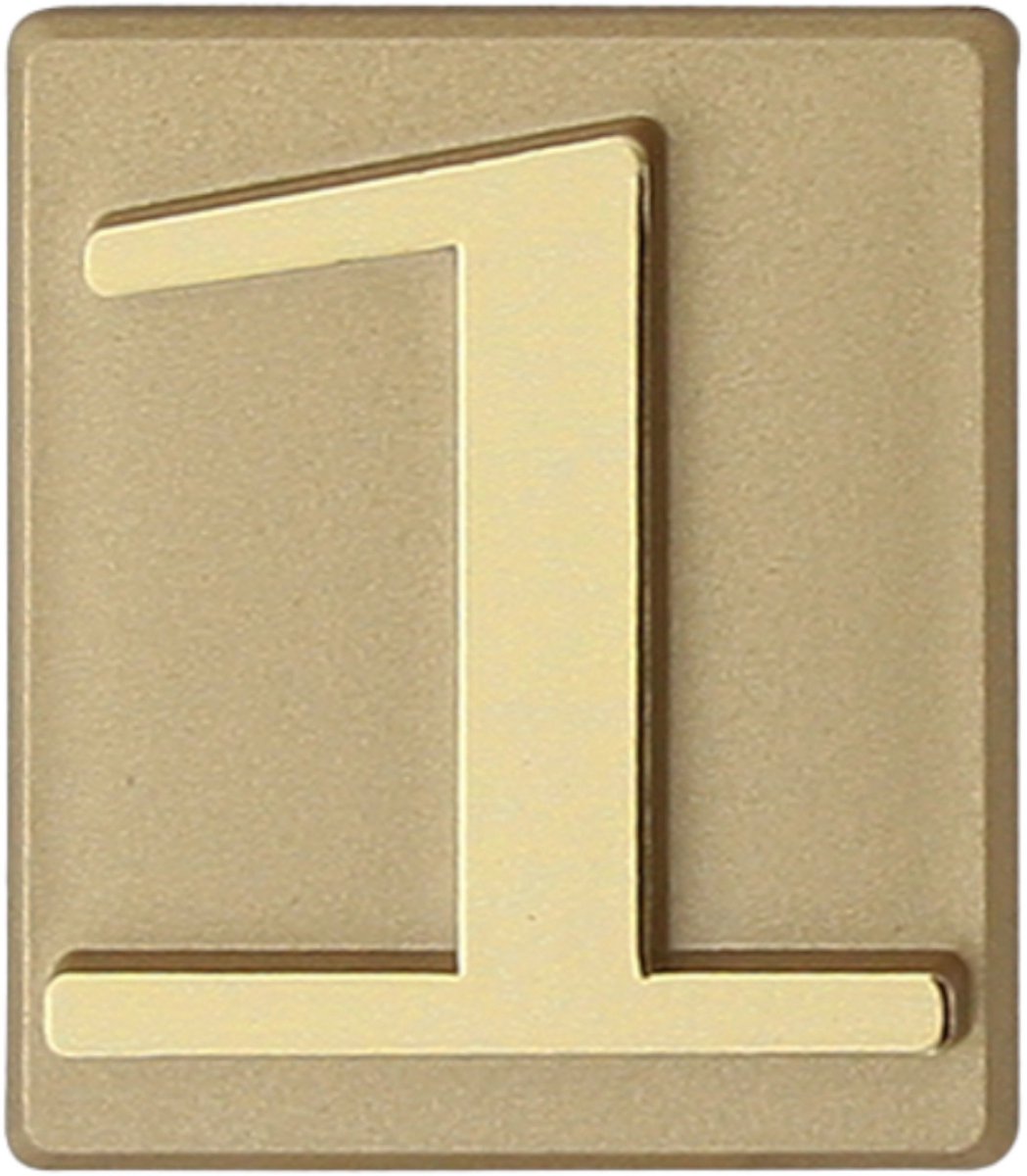 Domino® Deurnummer Zelfklevend INV - "1" - Goud - Woonhuisnummer Hotelkamernummer 40x47mm - Huisnummer Brievenbus Adresnummer Stickers - Huisnummerplaatje - Deur en Kamernummer - Lockernummer