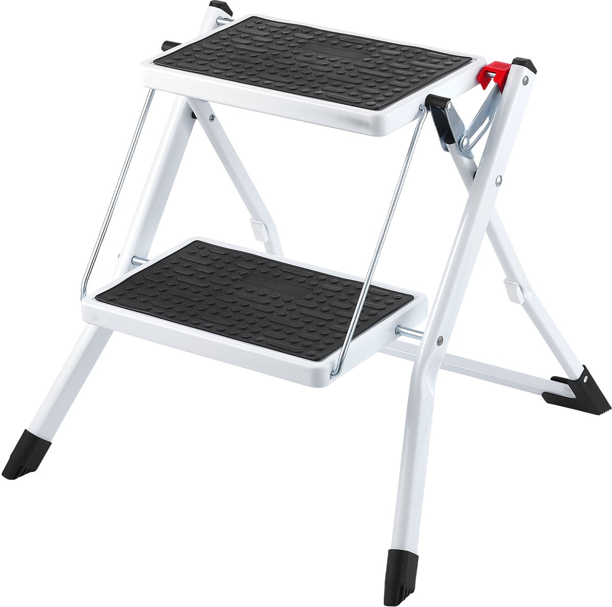 Trapladder met 2 Treden, Draagvermogen 150 Kg, Opvouwbaar, Ergonomische Stalen Kruk met Antislippedaal, Ideaal voor Thuis, Keuken, Kantoor en Stacaravans – foto 2