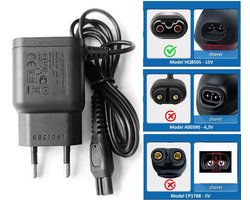 Vervangende Oplader voor Philips HQ8505 - 15V 5,4W - 1 Meter Kabel - Geschikt voor Philips Scheerapparaten, Trimmers en OneBlade - Wereldwijde Spanning