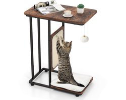 COSTWAY Bijzettafel met sisal-krabplank, 4-in-1 kattenmeubel