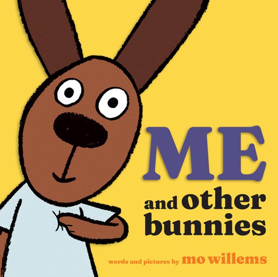Boekomslag met een bruine konijn met grote ogen en lange oren, die naar zichzelf wijst. Tekst: ME and other bunnies.