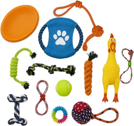 Sooker hondenspeelgoed set – 14-delig – voor puppy’s en kleine honden