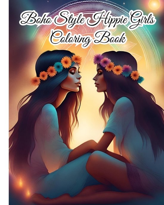 Boho Style Hippie Girls Coloring Book - cover