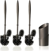 Set de brosses WC Zwart – Avec nettoyant pour jantes et 2 brosses de rechange – Brosse WC en plastique avec support – Ensemble de brosses WC hygiéniques pour un nettoyage en profondeur