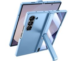 Zandarix Geschik voor Samsung Galaxy Z Fold 6 5G - Met Kickstand en Schermbeschermer - Ondersteunt draadloos opladen - Magnetische scharnierbescherming - Back Cover Hoesje - Baby blauw