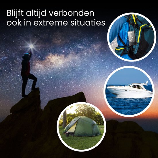 Siltcon® Solar Powerbank Extreme - Powerbank à énergie solaire - Powerbank 30 000 mAh - Pack d'urgence - Chargeur rapide 22,5 W - Voyant LED - Lampe de poche - Compatible iOS/Android - USB-A/USB-C - 4 câbles intégrés - 4 panneaux 8 W