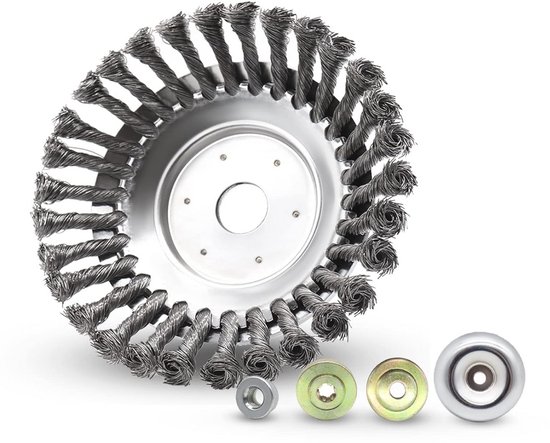 Onkruidborstel, onkruidtrimmer, bosmaaier, 200 x 25,4 mm, kegel, onkruidborstel, met 4 adapters, twist wildkruidborstel, kan onkruid en mos effectief verwijderen (20 cm) van Merkloos	 — afbeelding 5