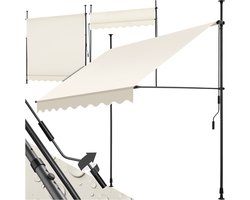 tectake® Klemluifel met handslinger - Balkonluifel zonder boren - In hoogte verstelbaar - UV-bestendig - Waterafstotend - Terrasoverkapping - Zonwerend voor terras & balkon - Breedte 200 cm - Beige