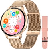 Bol.com Nuvance Smartwatch Dames - Incl. RVS & Siliconen Bandje - Meet Sport & Slaap & Lichaam - Rosé Goud aanbieding