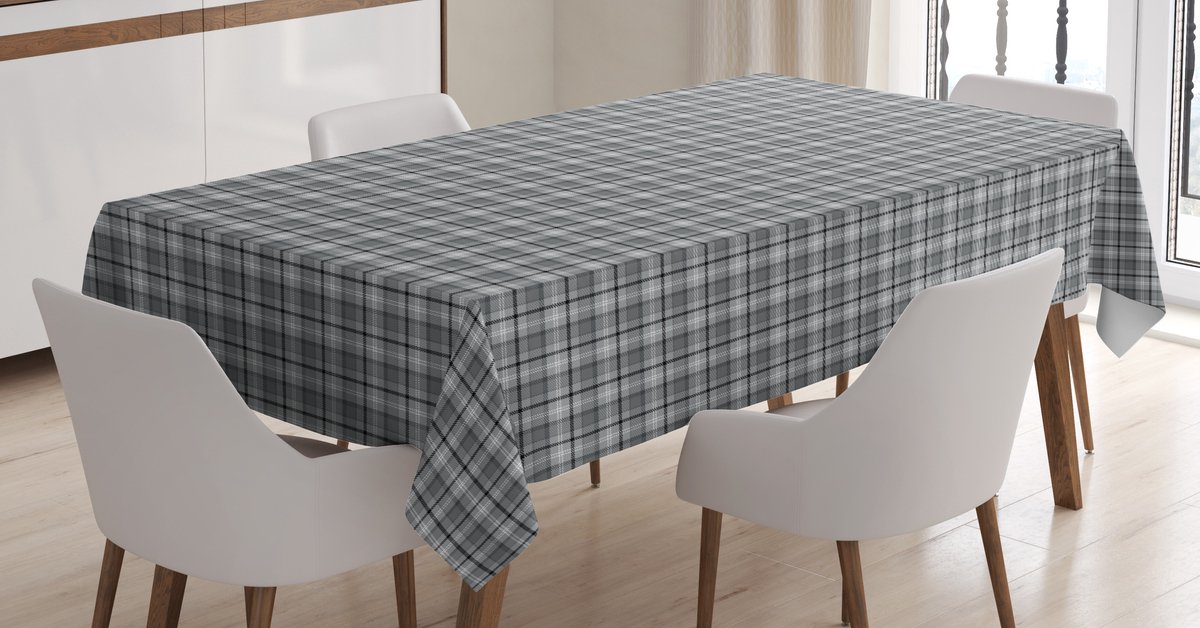 New Bed Zwart en Grijs Schots Klassiek Rechthoekig tafelkleed voor eetkamer en keuken, zeer duurzaam 140 cm B x 170 cm L