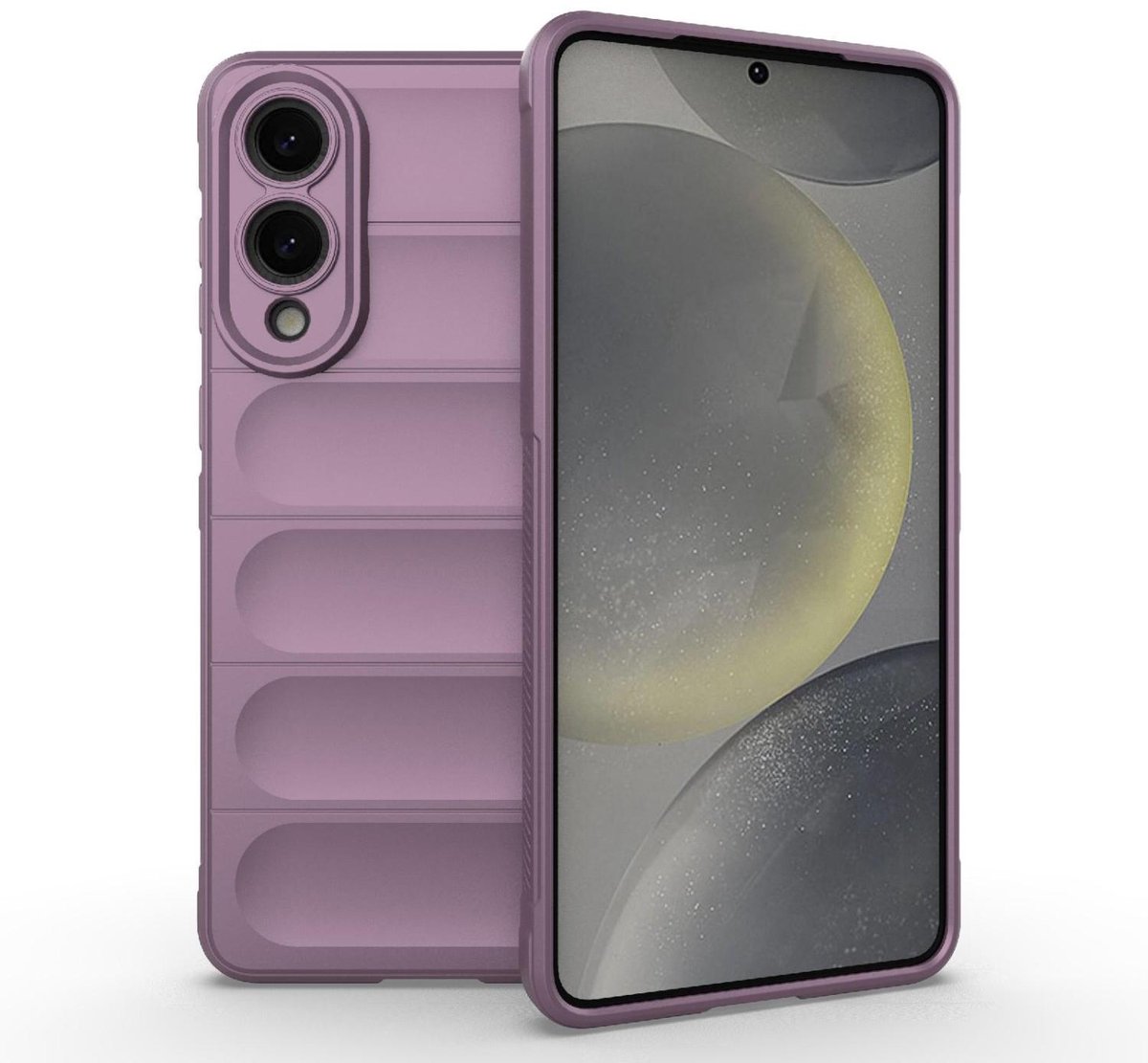 Mobigear Hoesje geschikt voor Samsung Galaxy S25 Edge Telefoonhoesje Flexibel TPU | Mobigear Bumpy Backcover | Galaxy S25 Edge Case | Back Cover - Paars