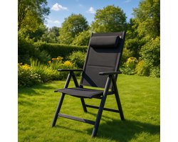 FlinQ Vylora Verstelbare Aluminium Tuinstoel 1x - Weerbestendig Tuinmeubels - Relax Stoel - Ideale Campingstoel - Ook voor Tuin of Balkon