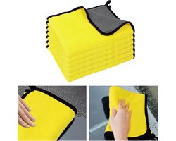 Autowasdoek - microvezel autodoeken - 6 stuks - Auto Handdoek - 30 cm * 40 cm - Droog Nat - voor motoronderhoud - voorruit en ramen (geelgrijs) - Auto Poetsdoek - schoonmaak accesoires - auto doek - Krasvrij - Poesten Wassen