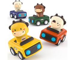 Taajirun - Speelgoed auto - Vanaf 1 jaar jongens en meisjes - 4 stuks auto speelgoed baby dierenraceauto - Press-and-go speelgoedvoertuigenset voor peuters 10-12-18 maanden - cadeau voor kinderen van 1 2 3 jaar Taajirun - Speelgoed auto - Vanaf 1 jaar jongens en meisjes - 4 stuks auto speelgoed baby dierenraceauto - Press-and-go speelgoedvoertuigenset voor peuters 10-12-18 maanden - cadeau voor kinderen van 1 2 3 jaar
