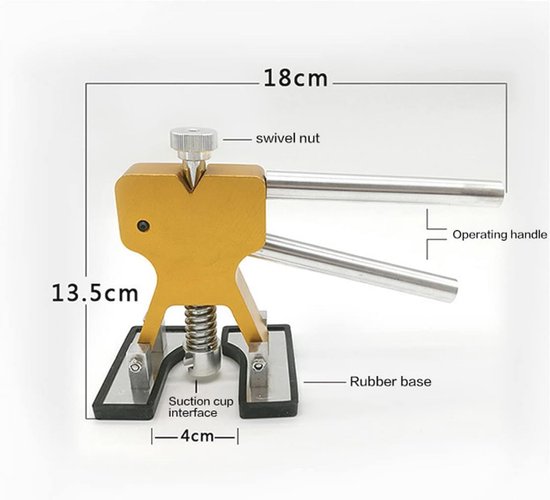 Tosucs Uitdeukgereedschap zonder verf, uitdeukset, carrosserie, 34 stuks, met lijmpistool, gouden tandtrekker, voor auto, koelkast, motorfiets, lichaam, deur (goud