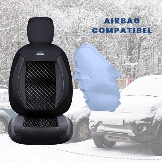 Housses de siège de voiture pour Volkswagen Passat CC 2008-2016 | Sièges avant et arrière | AIS AIF103 | Zwart avec coutures blanches