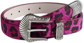 Riem Western - Léopard rose | Longueur de la ceinture 70-90 cm | Similicuir fourrure | Mode Favorite