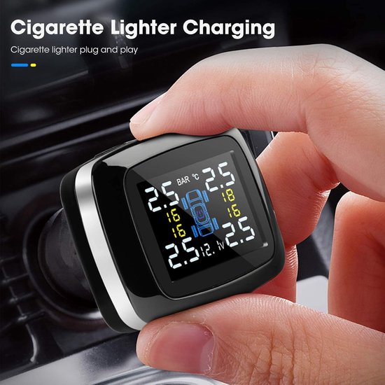 Auto Parts, TPMS Tire Pressure Monitoring System 4 External Sensors Real Time Display Temperature Pressure 0 To 100PSI