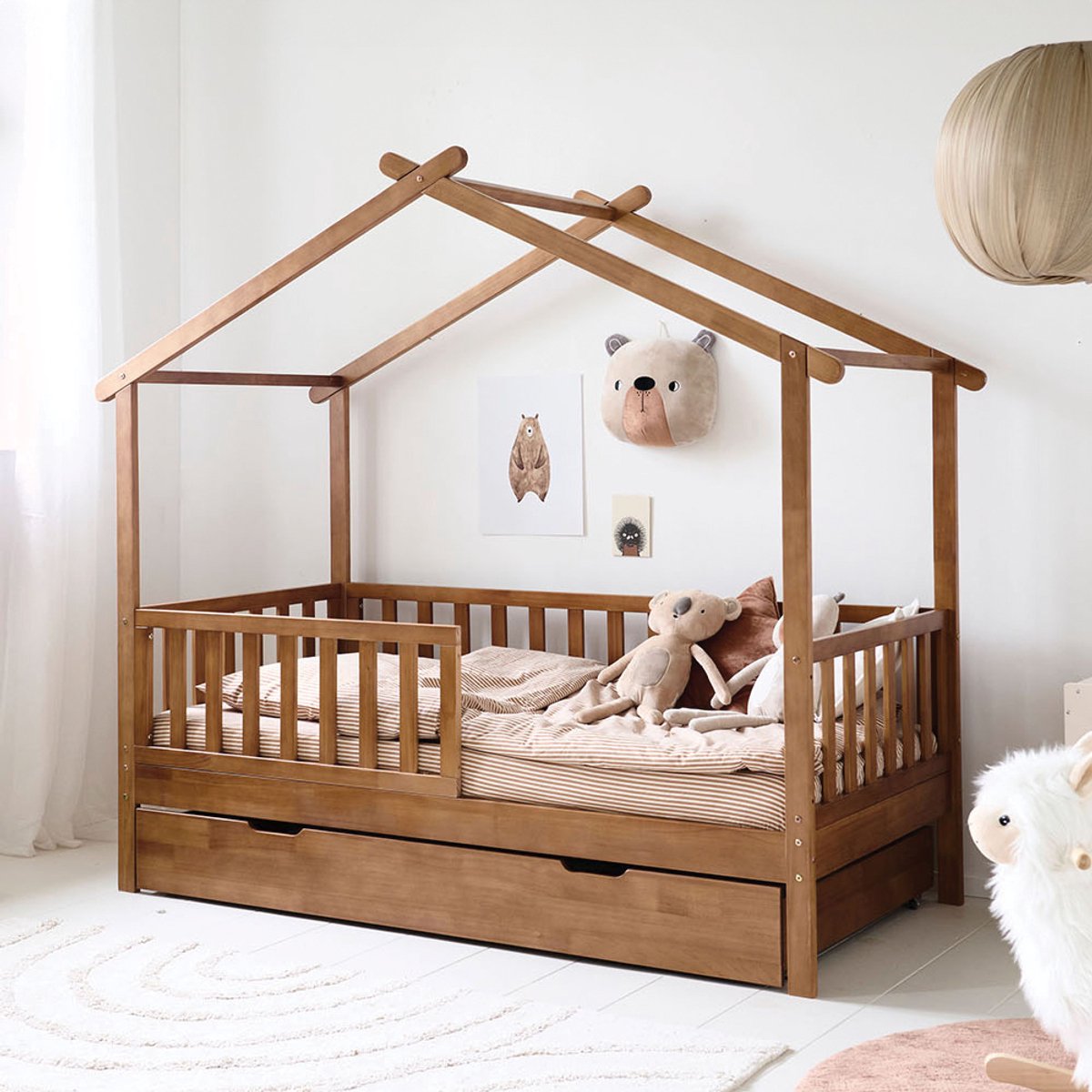 Petite Amélie Huisbed Maison - Peuterbed 80x160 cm - Bedhuisje - Walnoot