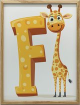 Muurposter Giraf Letter F In Aluminium Lijst 70X100 Cm