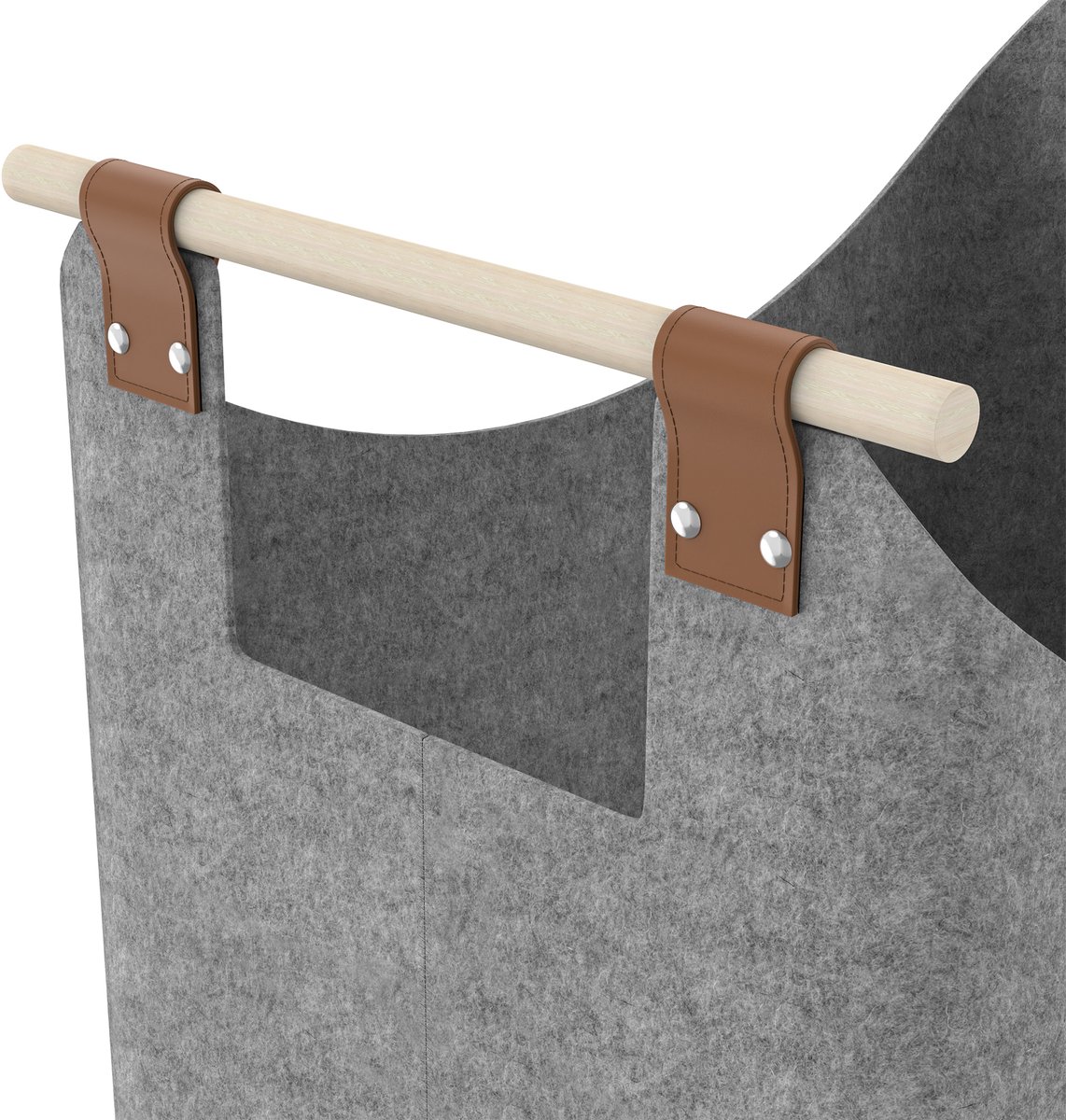 Aufun 4 x houten mand voor haardhout, XXL opvouwbare brandhoutmand, vilten mand, extra dik vilt en versterkte handgreep, grote vilten tas voor winkelen, hout, krant of brandhout (50 x 32 x 40