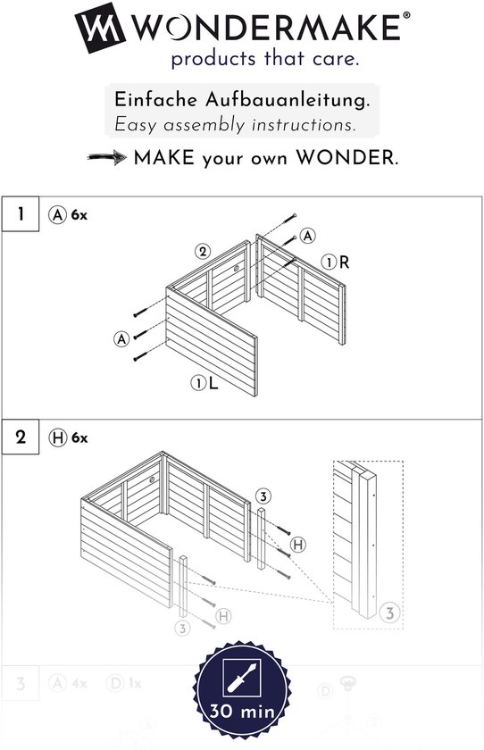 WONDERMAKE® Grand garage design pour robot tondeuse à gazon XXL universel avec évacuation de l'eau, jardinière en bois, auvent pour robot tondeuse à gazon, abri pour robot tondeuse à gazon, toit plat, 78,5 x 96 x 57 cm, gris anthracite blanc
