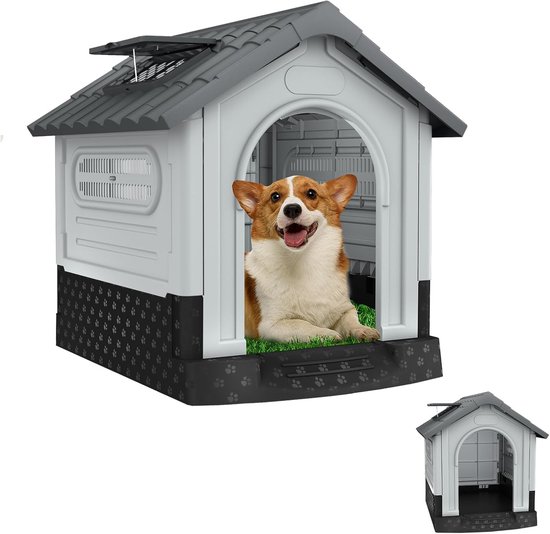 79,5 x 70,5 x 78 cm Hundehütte Groß Kunststoff Hundehaus