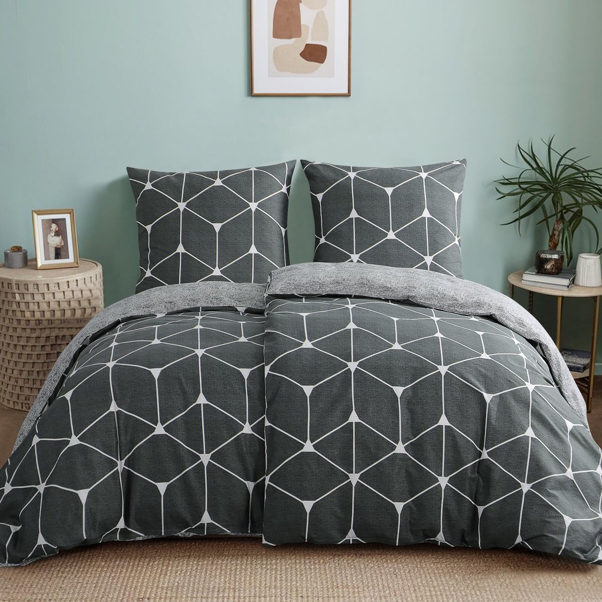 Unyqoos® Stijlvol en Comfortabel Katoenen Beddengoed met Geometrisch Patroon en Ritssluiting voor Elke Seizoen