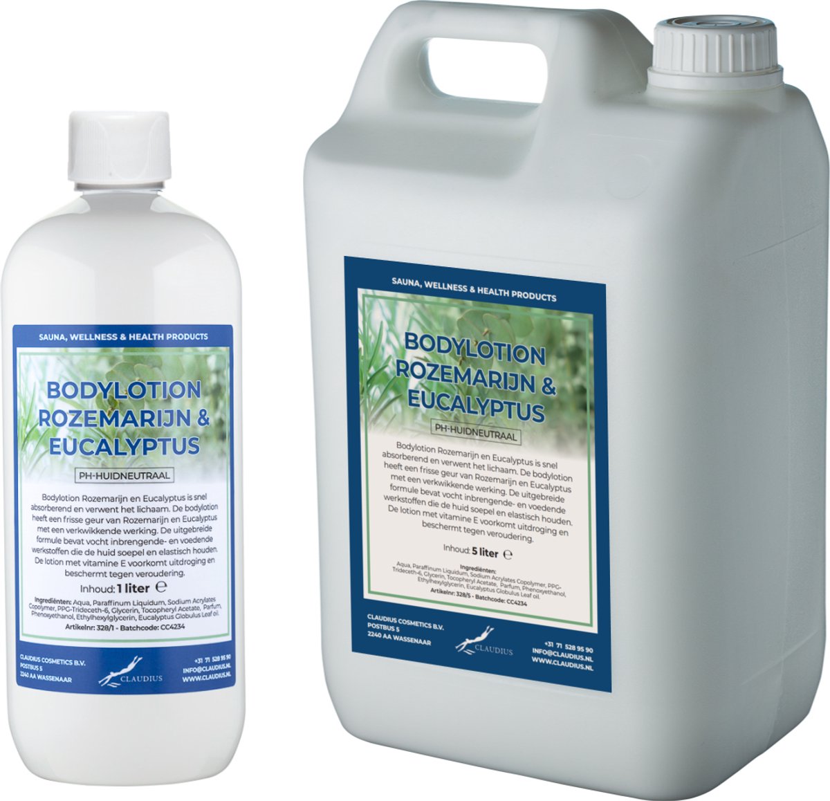 Bodylotion Rozemarijn & Eucalyptus 1 Liter - hervulbaar + Jerrycan 5 liter navulling