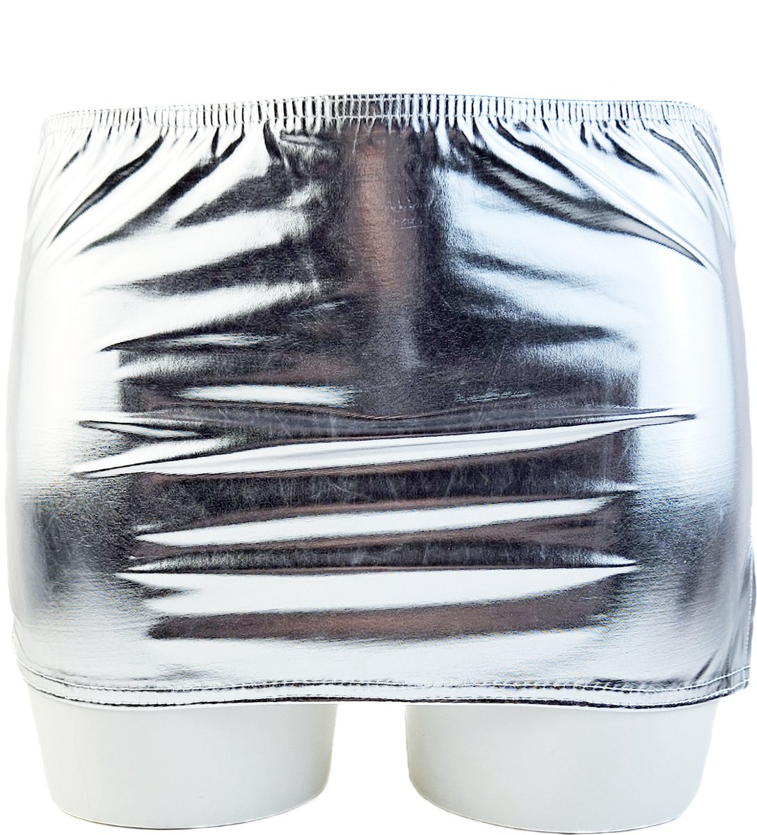 BamBella® - Ultra korte mini rok - Onesize - Shiny Wetlook - Sexy Erotische rokje Super shine metallic Glans Zilverkleurig wit