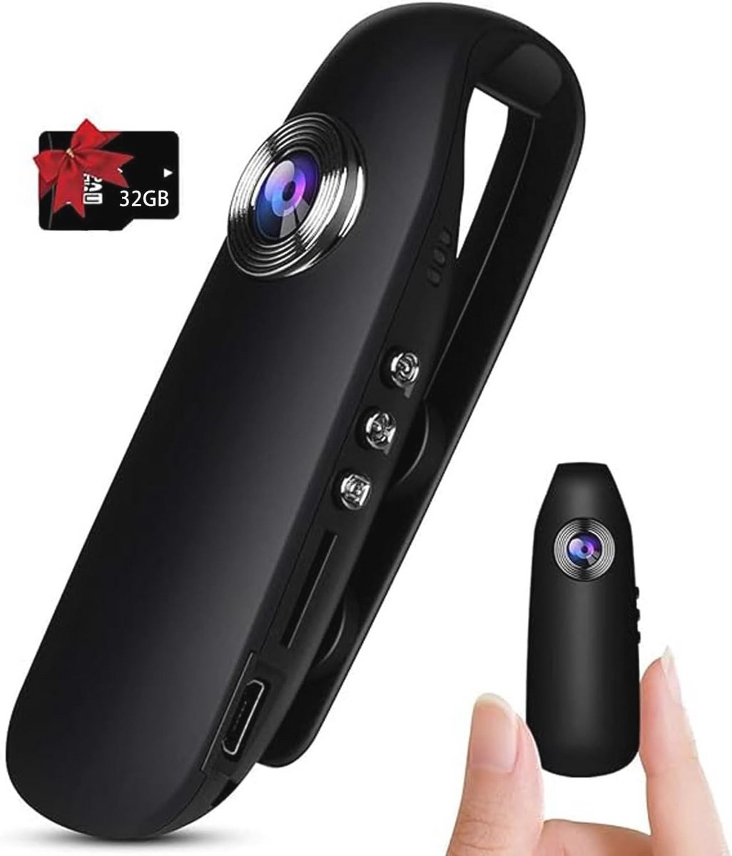 Draagbare bodycamera met 32 GB Micro SD-kaart en USB-kabel