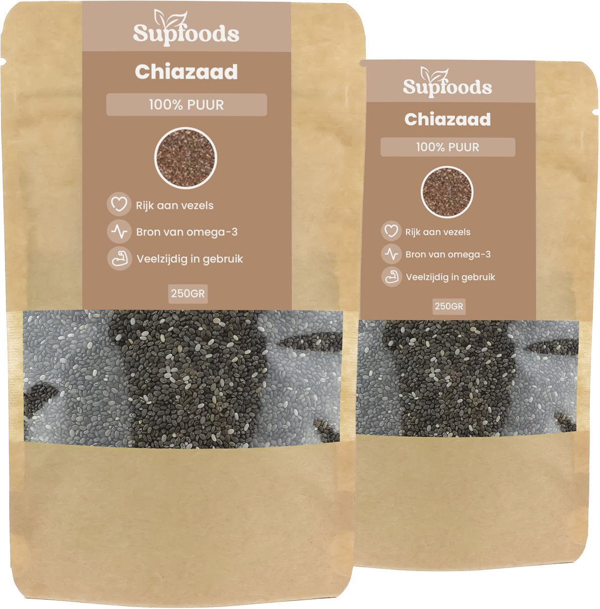 Goedkoopste Chiazaad 100 Puur - 500gram - Chiazaad is Rijk aan Vezels en Omega-3 - Bron van Eiwitten - Chia Seeds