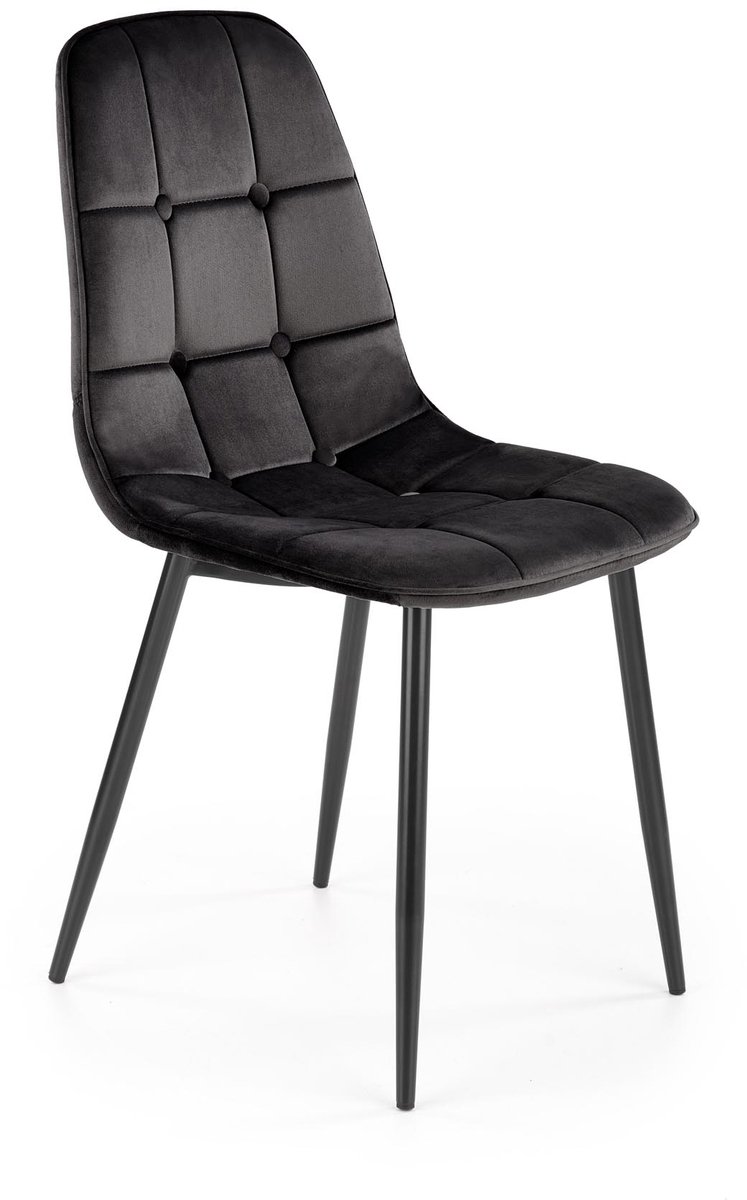 Halmar W160 - Eetkamerstoel - Zwart - Velours - Metalen Poten