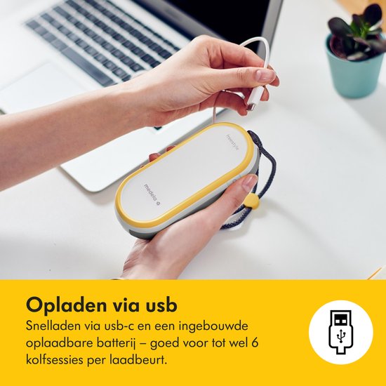 Medela Freestyle Hands-Free borstkolf – Dubbele elektrische handsfree borstkolf – Draagbaar - Transparant/Geel – Inclusief oplaadbare accu