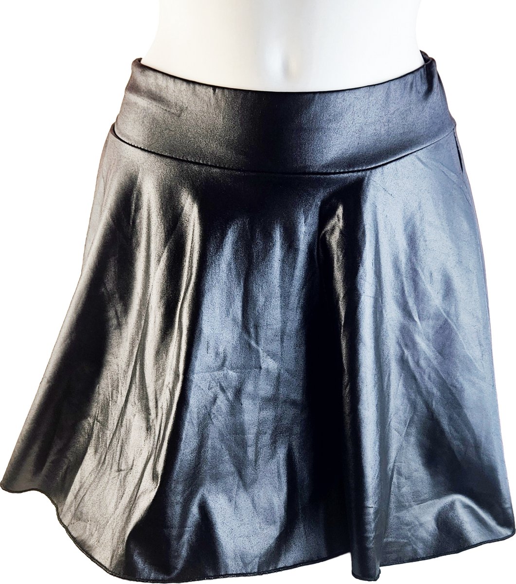 BamBella® - Mini rok - Maat S/M - Shiny Wetlook - Sexy Erotische rokje Super shine metallic Lame Glans Zwart
