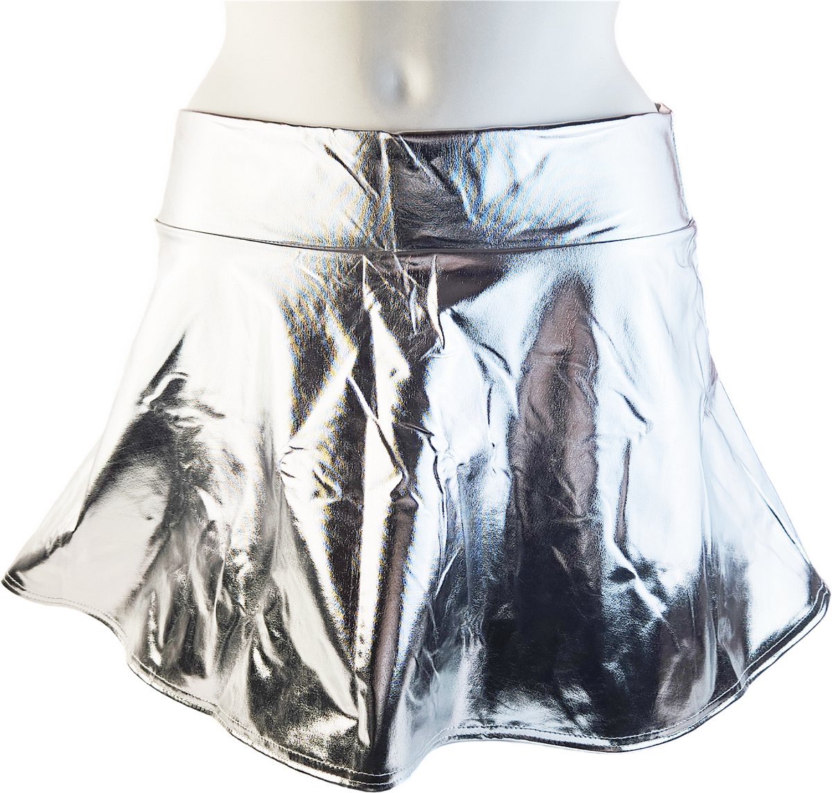 BamBella® - Mini rok - Maat S/M - Shiny Wetlook - Sexy Erotische rokje Super shine metallic Lame Glans Zilverkleurig