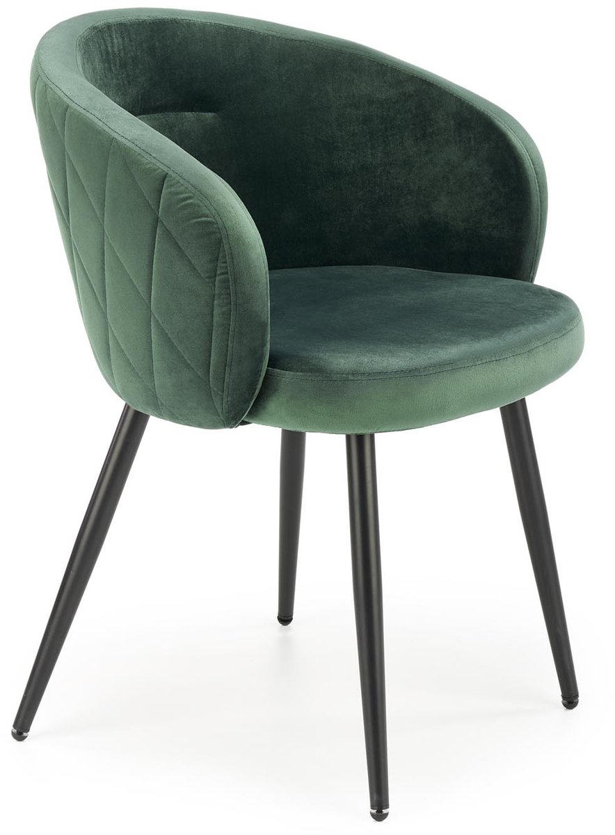 Halmar K430 - Eetkamerstoel - Velvet - Donkergroen - Metaal