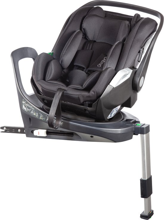 Cabino Autostoel 360° Draaibaar I Size Inclusief Base Groep 0 - 0 tot 87 cm Isofix Baby Autostoeltje Vanaf Geboorte tot 15 Maanden - Zwart