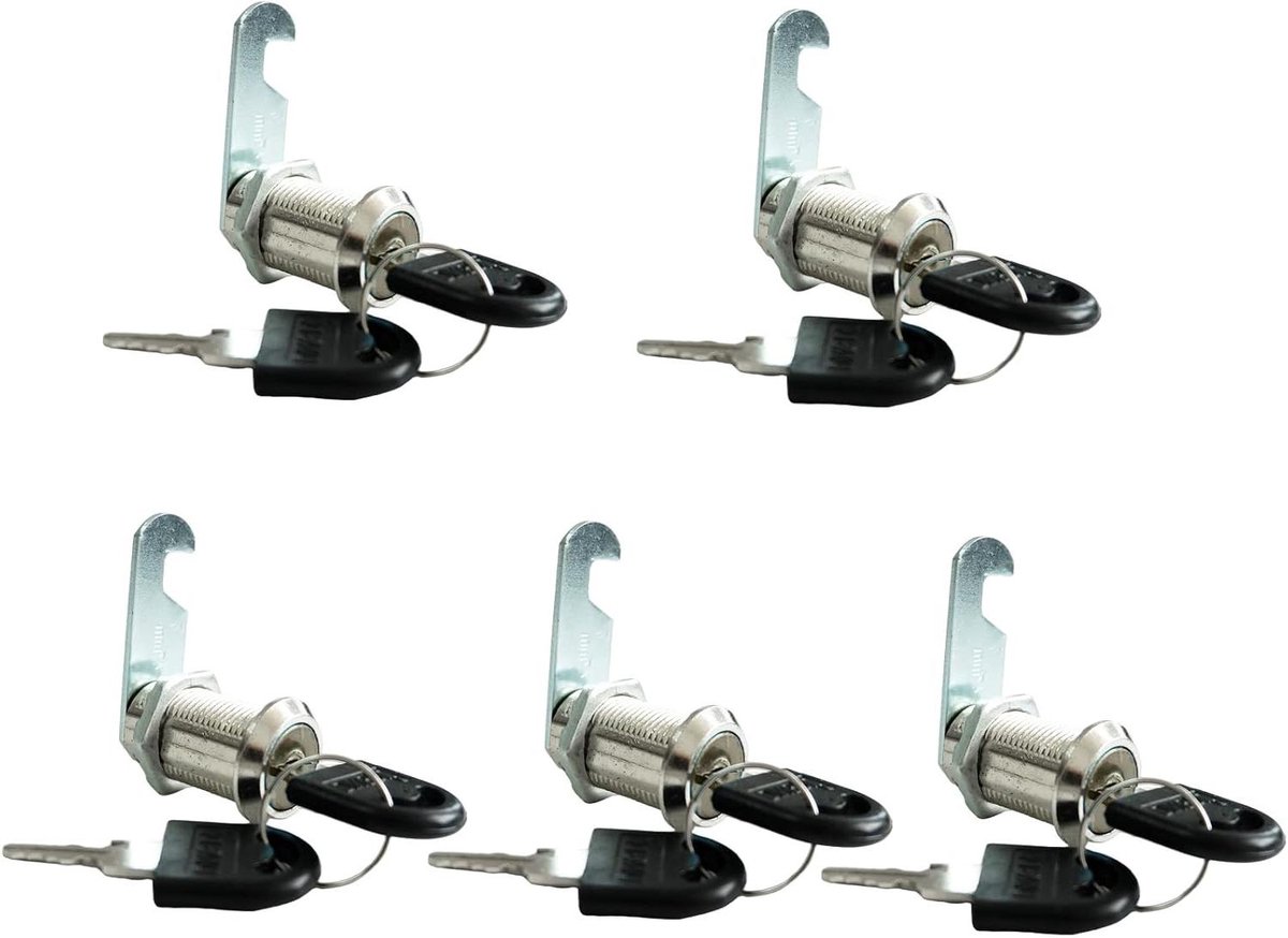 Laden Kast Lock Cam Lock File Cabinet Lock Beveiliging Brief Box Sloten Ladeslot Met 10 Sleutels voor Archiefkasten Lockerkasten Ladekasten - Set van 5