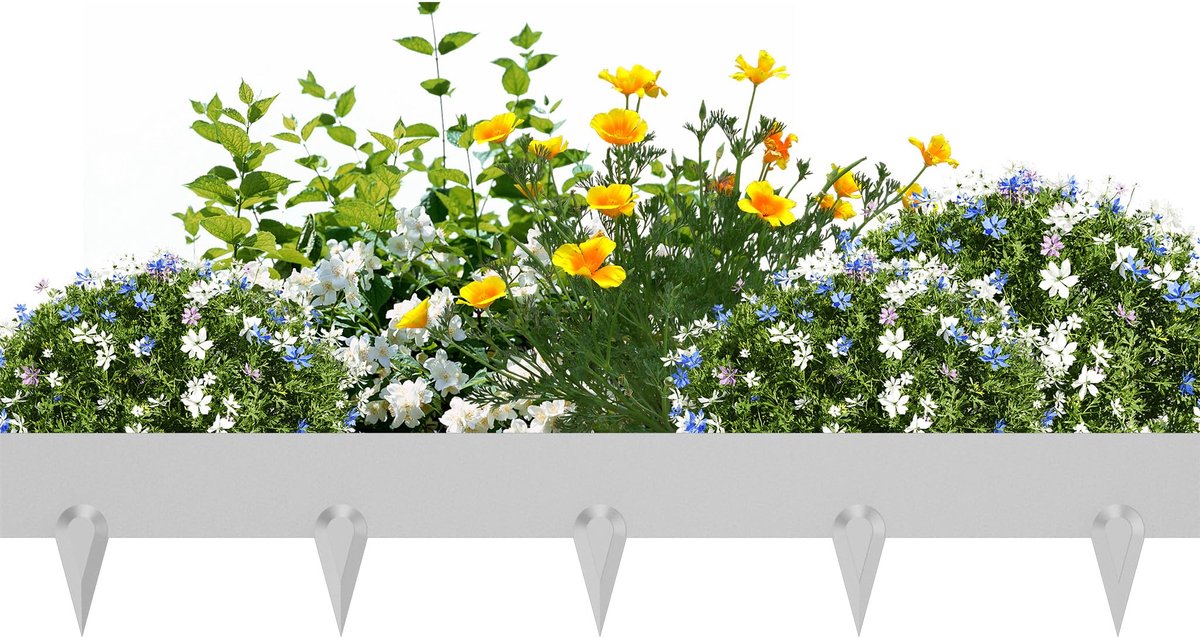 Aufun Gegalvaniseerde Gazonrand Flexibele Gazonrand 160 mm Hoog Stalen Tuinrand Weerbestendige Bloemperkrand Tuinbestrating Rand Tuinrand (10 Stuks, 10 m - Gegalvaniseerd)