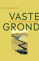 Boek 'Vaste grond' van An Vander Elst, met gele kaft en illustratie van glooiende velden.