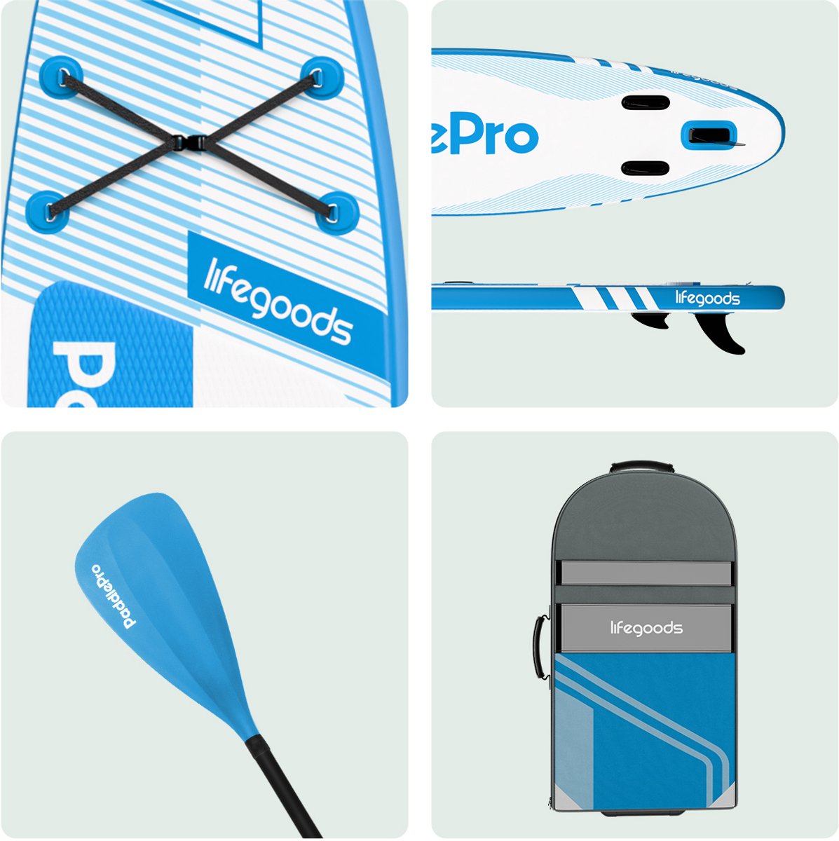 LifeGoods PaddlePro SUP Board Pro - Pro Set - Opblaasbaar Paddle Board - Max. 150KG - 320x81cm - Sky Blue – foto 7