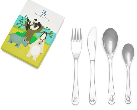 Zilverstad - Couverts pour enfants 4 pièces Wildlife acier inoxydable 18/10