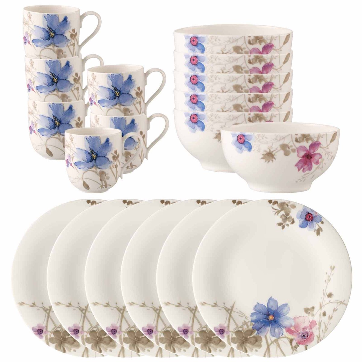 Frühstücks-Set Mariefleur Gris Basic Set van 18