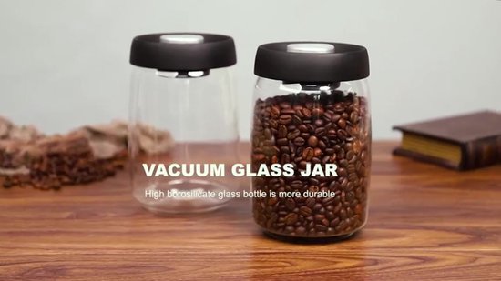 Boîte de conservation Café vide brevetée de Premium - Bocal hermétique de 1 200 ml avec pompe à vide manuelle - Préserve la fraîcheur des Grains de café et du Café moulu - Design moderne et élégant